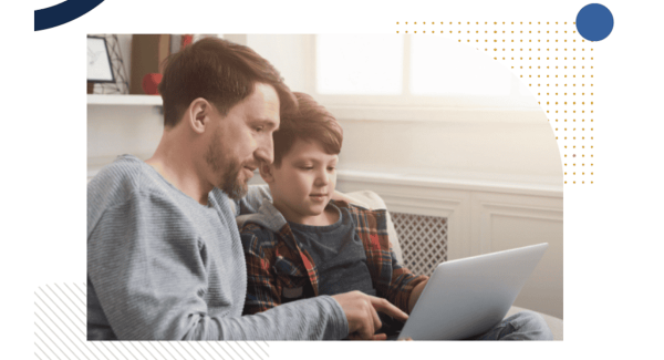 Healthy Tech Toolkit for Parents • Father with son looking at a laptop screen
